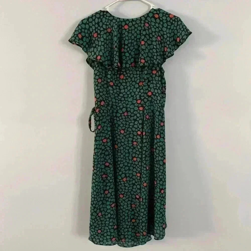 Anthropologie Romantic Ruffled Wrap Dress Floral Print Cocktail Party Size 4‎ - Picture 11 of 16